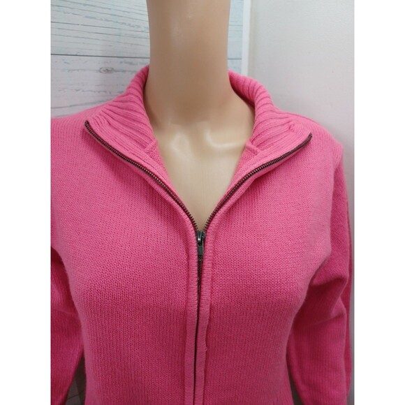 Poof Apparel Womens Pink Sweater Long Sleeve Full Zip Sz M - Picture 2 of 8